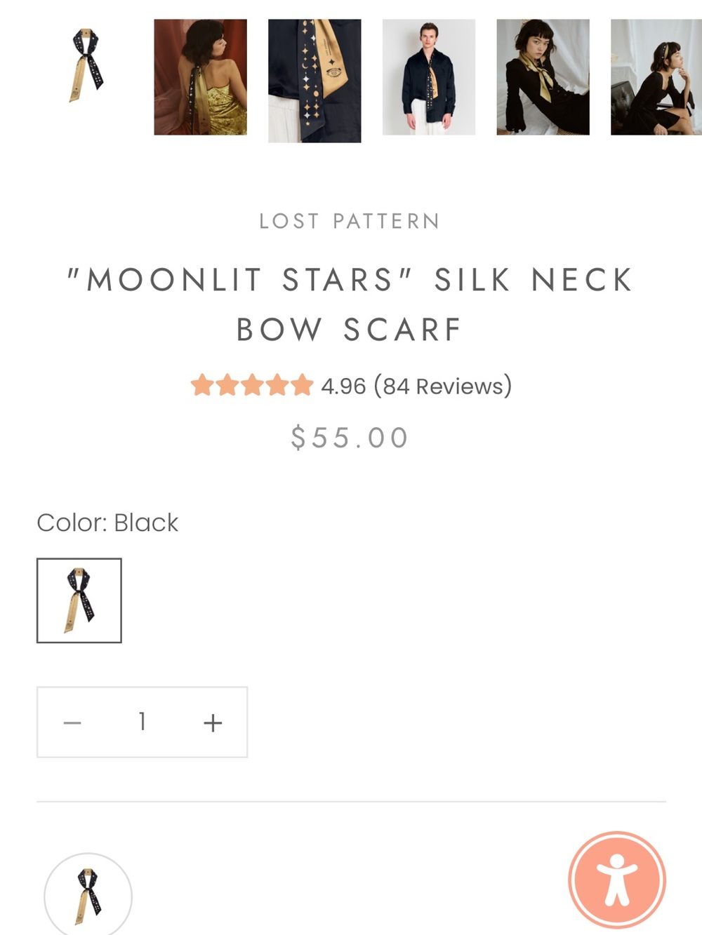 Lost Pattern Moonlight Stars Silky Gold & Black Graphic Scarf - Picture 13 of 14